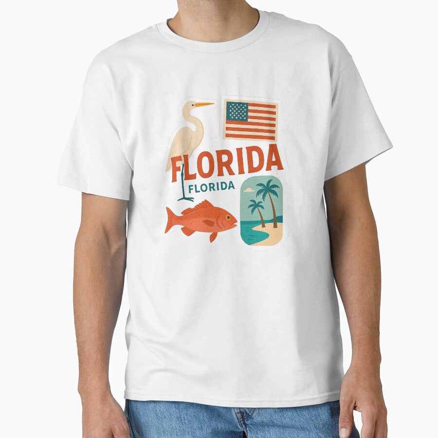 Florida Travel Sticker Art Design, Travel Art by SusannesArtShop Unisex , , , Long Sleeve Tee