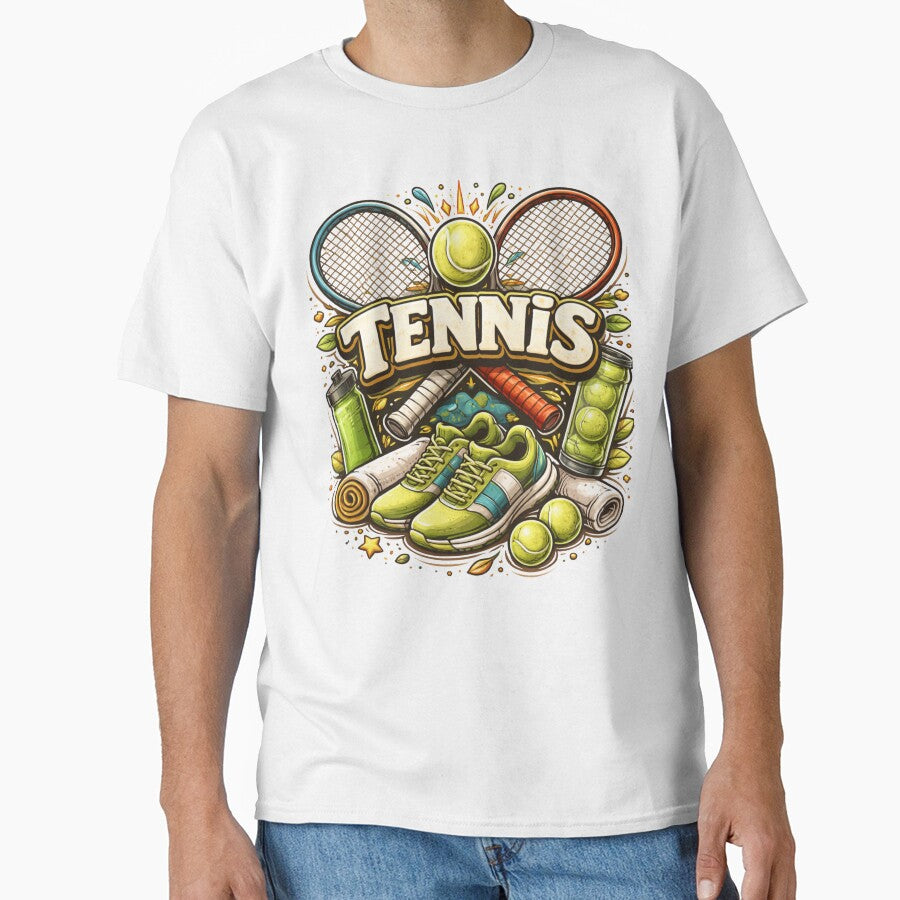 Retro Tennis Essentials Colorful Sports Graphic by axiksa10