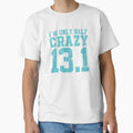 Im Only half crazy 13.1 cross country marathon runner gift by hadleydesigns