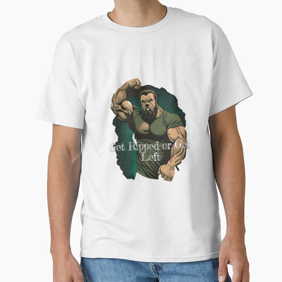 Get Ripped or Get LeftDesignBodybuilding Fitness Gym Workout Exercise Merch Print Design by tengamerx