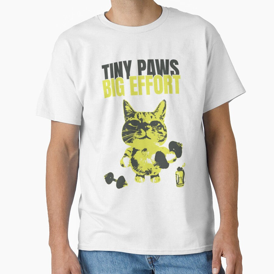 Tiny Paws Big Effort Funny Gym Cat by findbeeingarden Unisex , , , Long Sleeve Tee