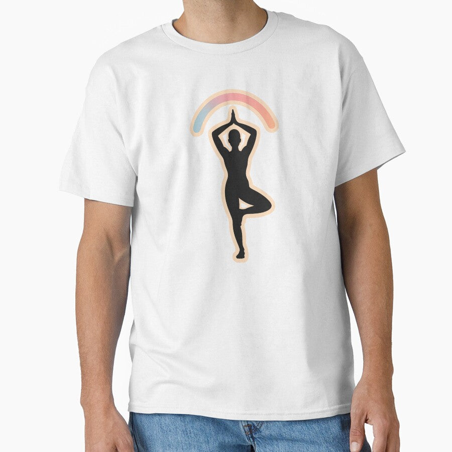Soft Strength Yoga Tree Pose – Minimalist Pastel Silhouette by TrendMorphic Unisex , , , Long Sleeve Tee