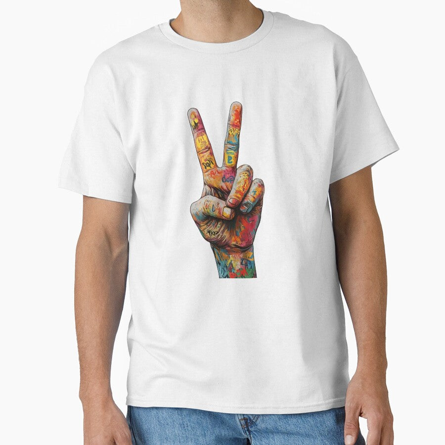 Graffiti Peace Sign Hand - Colorful Streetwear Urban Graffiti Art by gokhanuzen