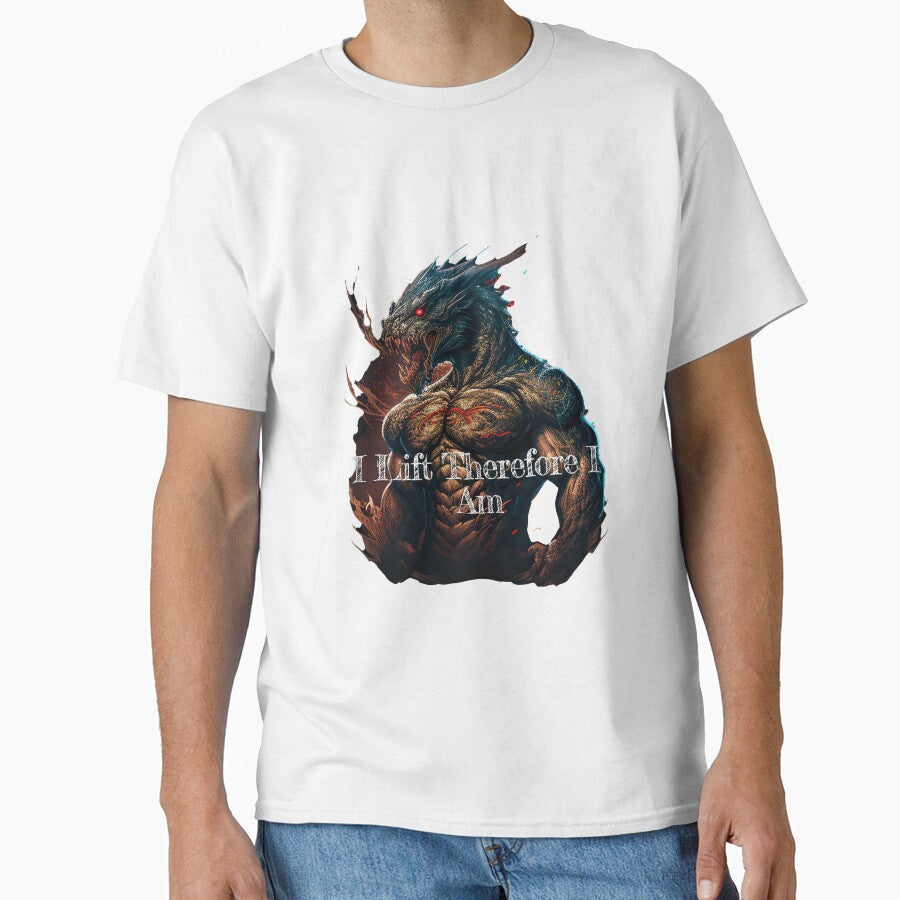 I Lift Therefore I AmDesignBodybuilding Fitness Gym Workout Exercise Merch Print Design by tengamerx