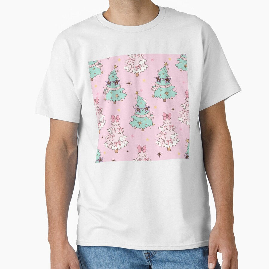Kawaii Christmas Tree Pattern in Pastel Pink & Green by smeraldosecrets