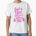 Just a Girl Who Loves Hitting PRs! Pink Cursive Fitness Motivation with Barbell Design by PMCreative