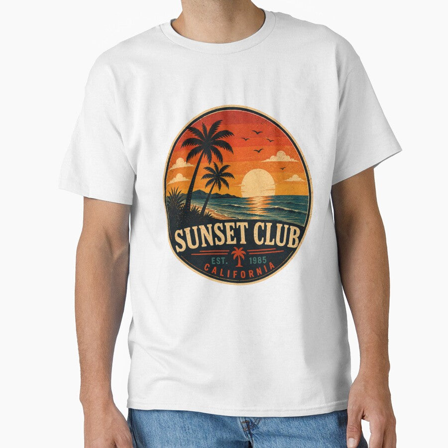 SUNSET CLUB Retro Badge – Vintage Coastal Graphic by Mac Sketches