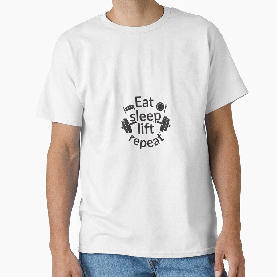 Eat Sleep Lift Repeat Gym Sticker Fitness Routine Workout Lifestyle by ArmoniaJustin Unisex , , , Long Sleeve Tee