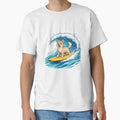 Dog on surfboard Surfing Wave by SOUFIANE1991 Unisex , , , Long Sleeve Tee