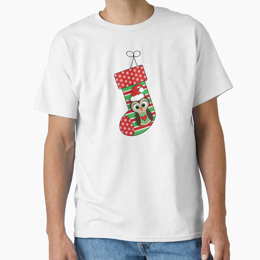 Green and Red Christmas Stockings // Owl, Penguin, Snowflakes, Polka Dots, Chevron, Stripes by Elsy's Art