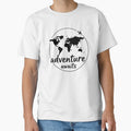 Adventure Awaits Travel World Map Airplane Design by Azulinyo Unisex , , , Long Sleeve Tee