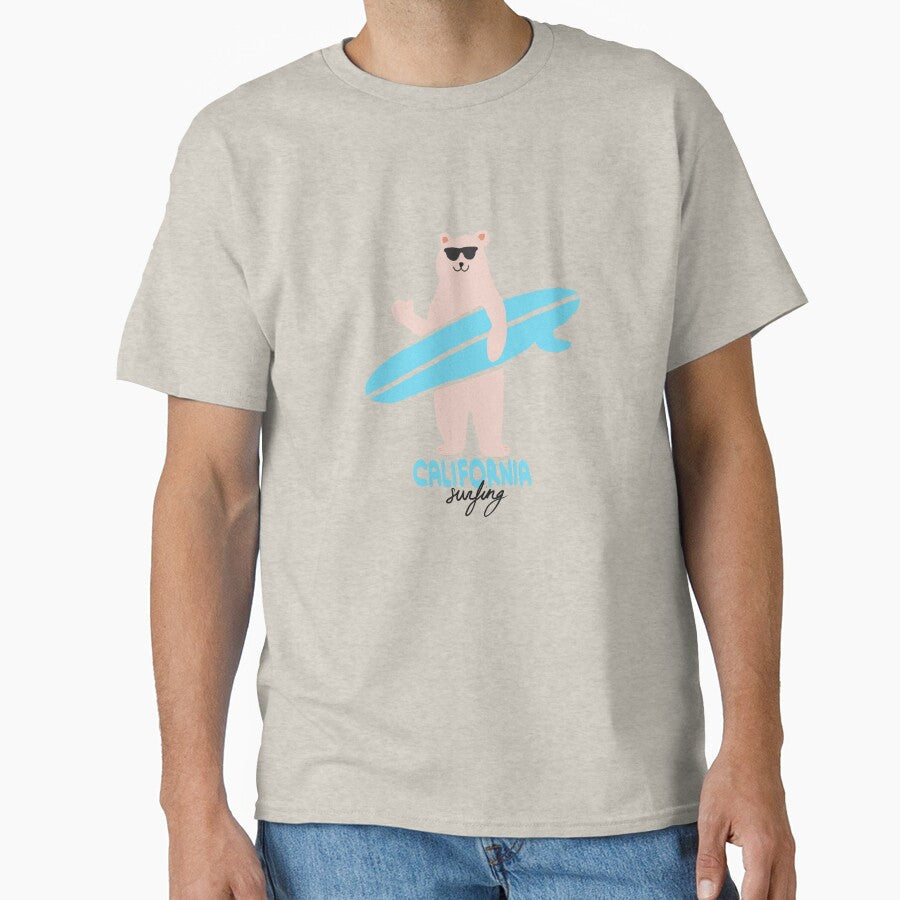 sURfing bear surf California USA surf cool bear handmade by Tropical Blood Unisex , , , Long Sleeve Tee