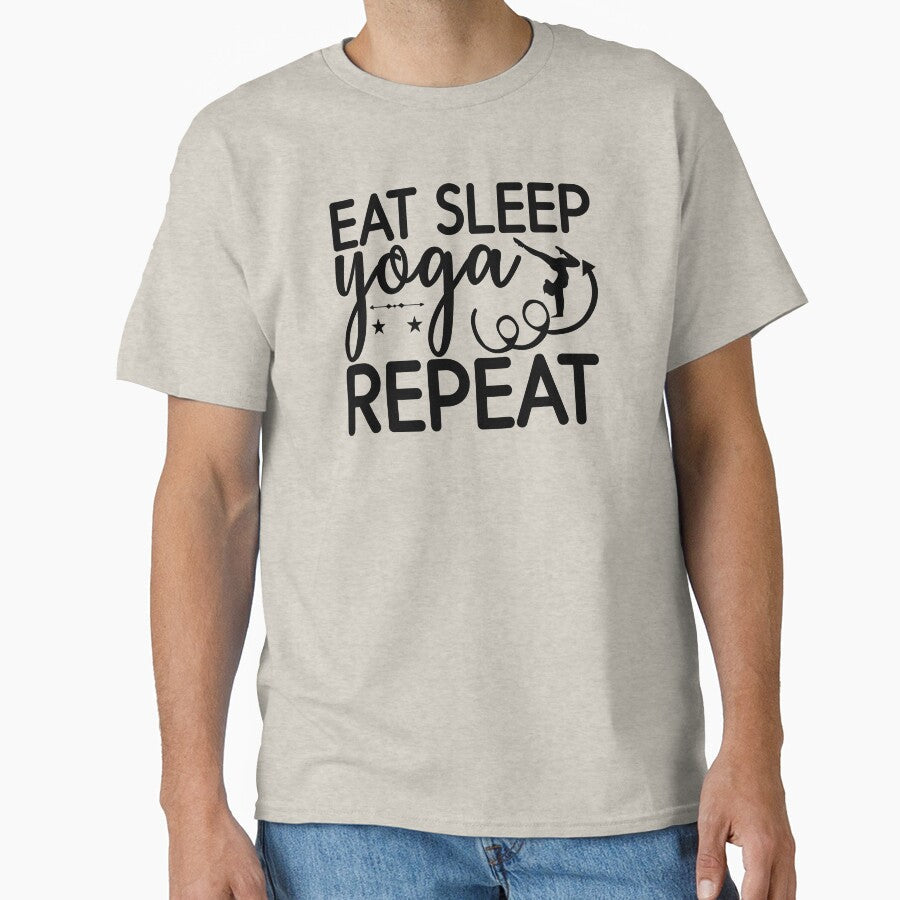 Yoga Saying Eat Sleep Yoga Repeat Motivational Quote by SoccaTamam Unisex , , , Long Sleeve Tee