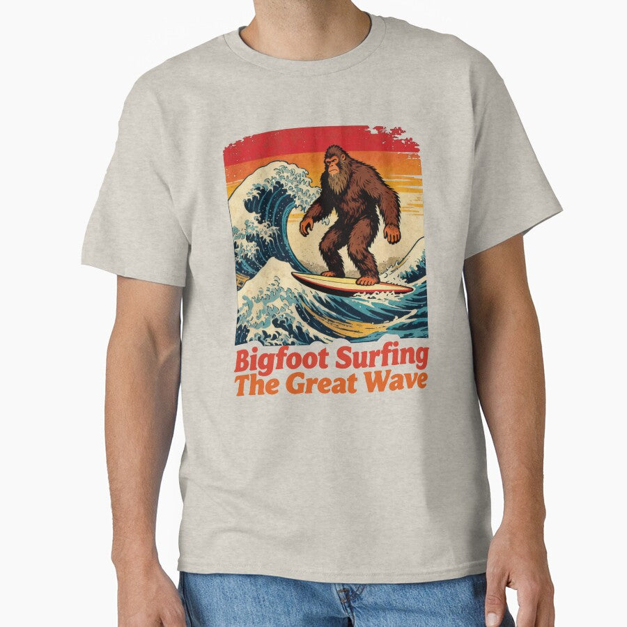 Bigfoot Surfing The Great Wave. #2 by EunsooLee Unisex , , , Long Sleeve Tee