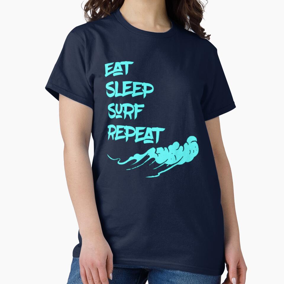 Eat Sleep, Surf, Repeat - Surfing by madtoyman Unisex , , , Long Sleeve Tee