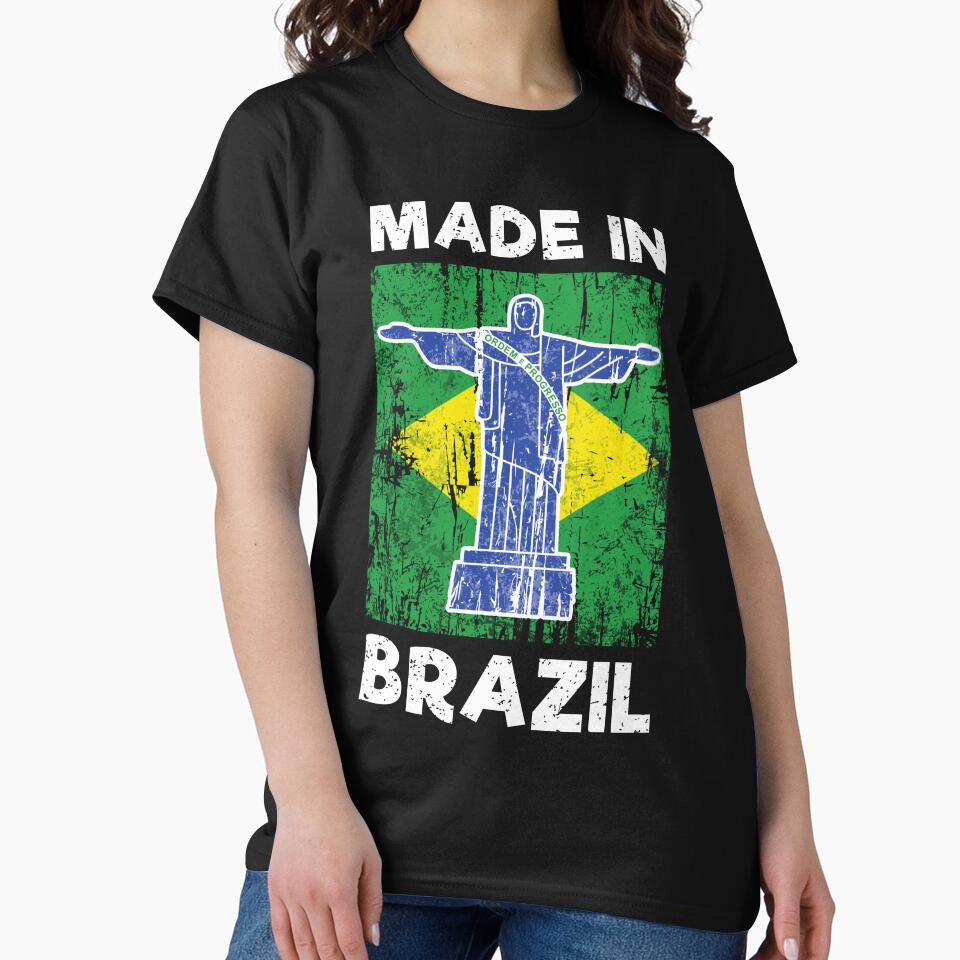 Made In Brazil Vintage Distressed Flag Christ The Redeemer Pride by Dmetalx Art Apparel