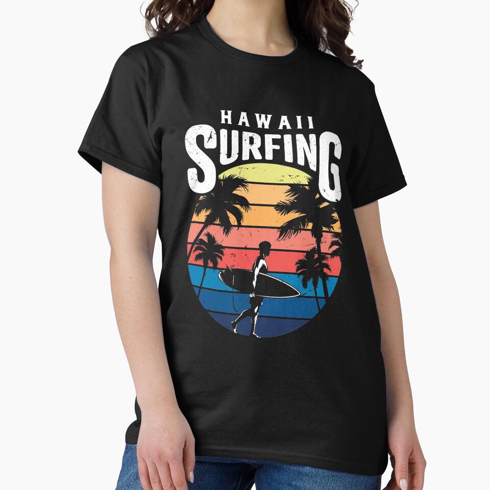 Hawaii Surfing #4 by SalahBlt Unisex , , , Long Sleeve Tee