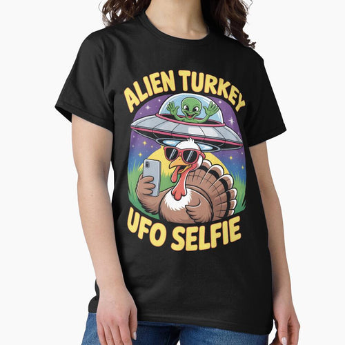 Alien Turkey UFO Selfie Funny Christmas Gift Idea by SkymarArt