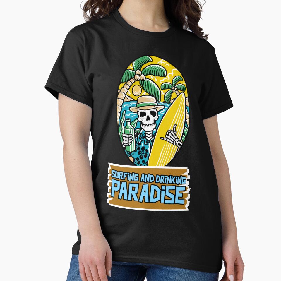 SURFING AND DRINKING PARADISE by MJ96-PRO Unisex , , , Long Sleeve Tee