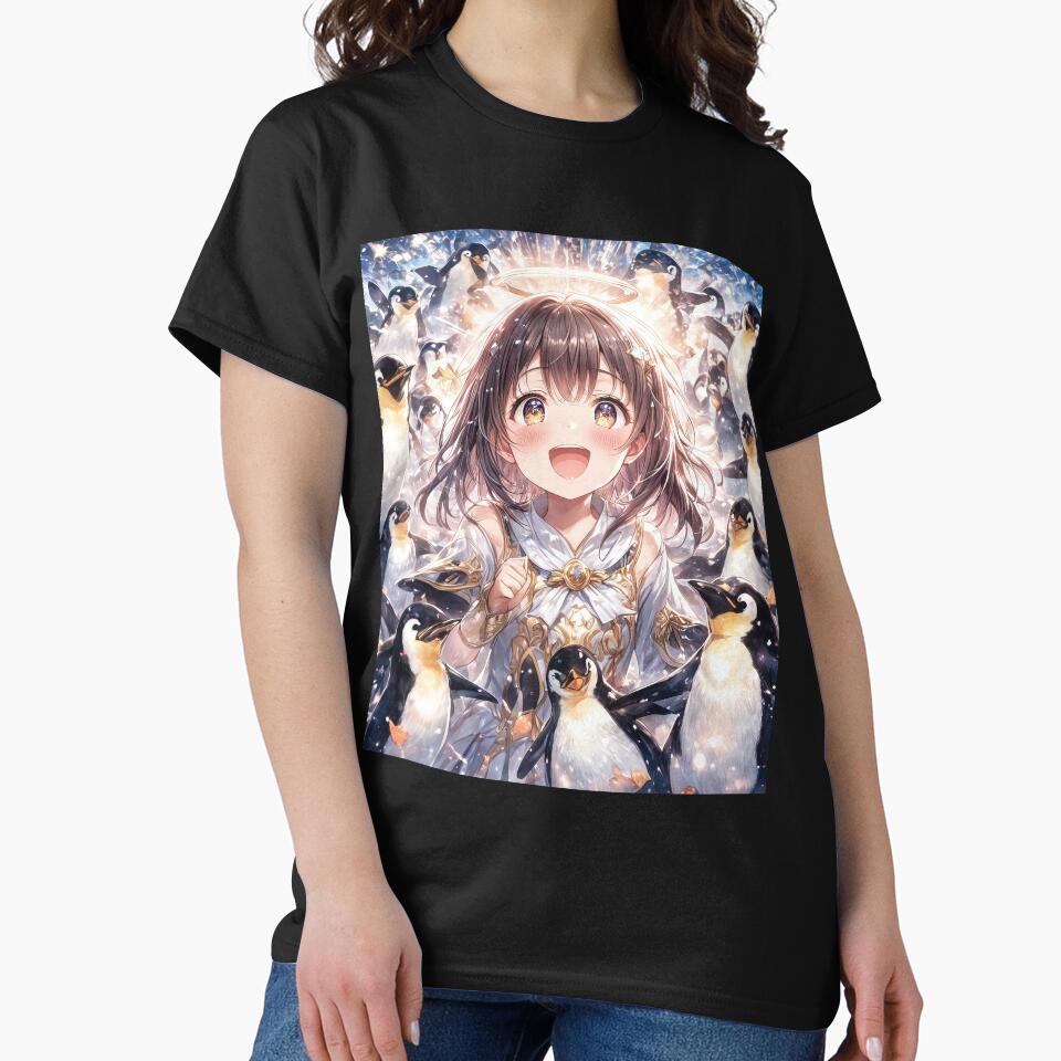 Anime girl with penguins portrait art by TheArtistOf2022 Unisex , , , Long Sleeve Tee