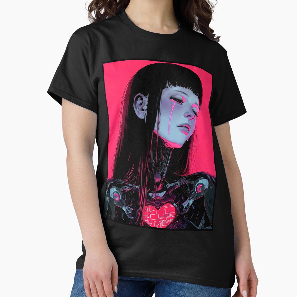 Vaporwave Cyborg Heart Girl by ShurikenStar Unisex , , , Long Sleeve Tee