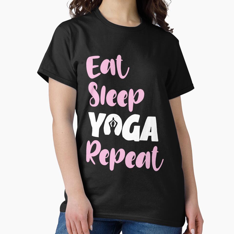 Eat Sleep Yoga Repeat Funny Yoga Lover Quote by ankarsdesign Unisex , , , Long Sleeve Tee