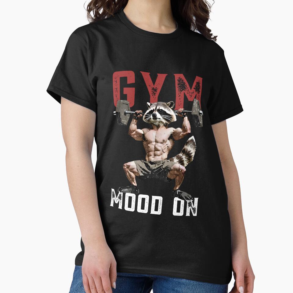 Gym Mood On - Raccoon Gym by OnTheTrend Unisex , , , Long Sleeve Tee