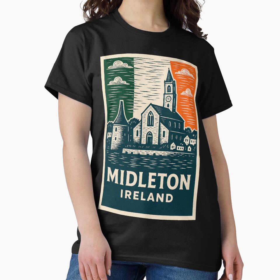 Midleton Ireland Linocut Style by Thistle-TShop Unisex , , , Long Sleeve Tee
