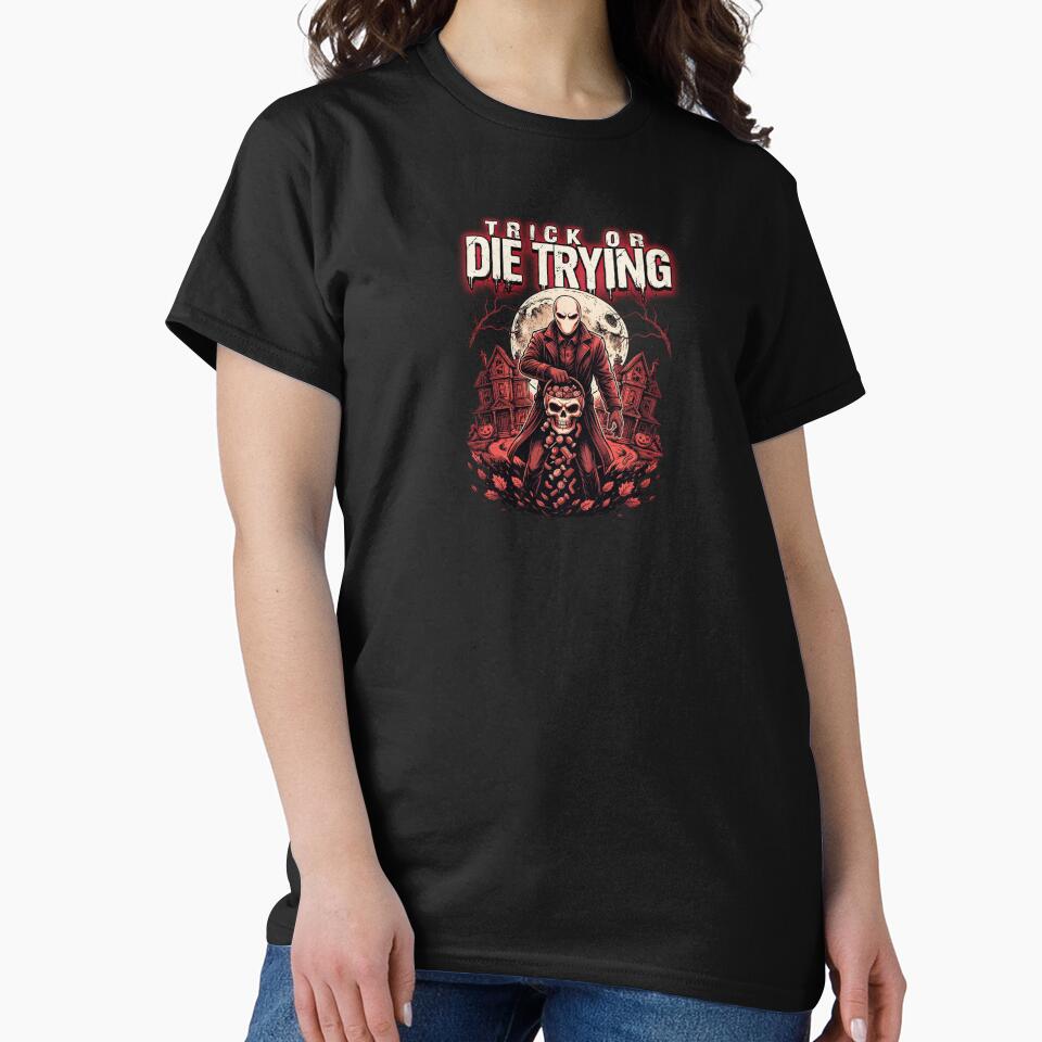 Trick or Die Trying, Masked Killer Halloween Horror Vintage by CryptReel