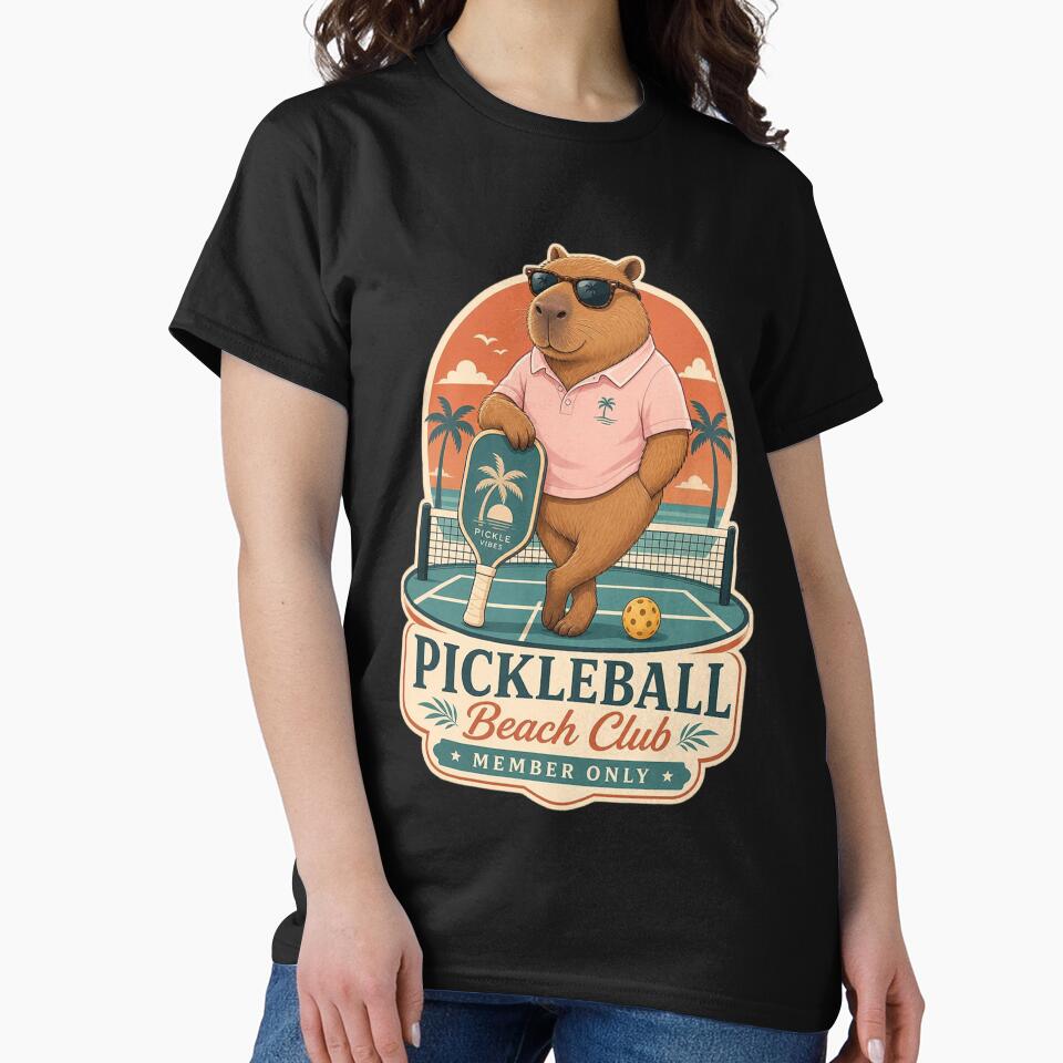 Funny Capybara Pickleball Beach Club Sticker by mo-carnival