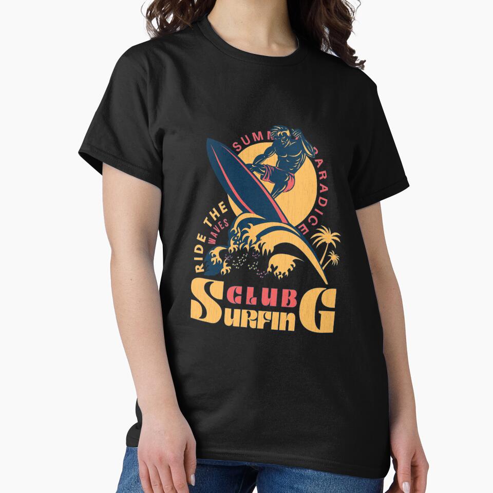 Surfing Club (Ride the waves) by Life Stuff Unisex , , , Long Sleeve Tee