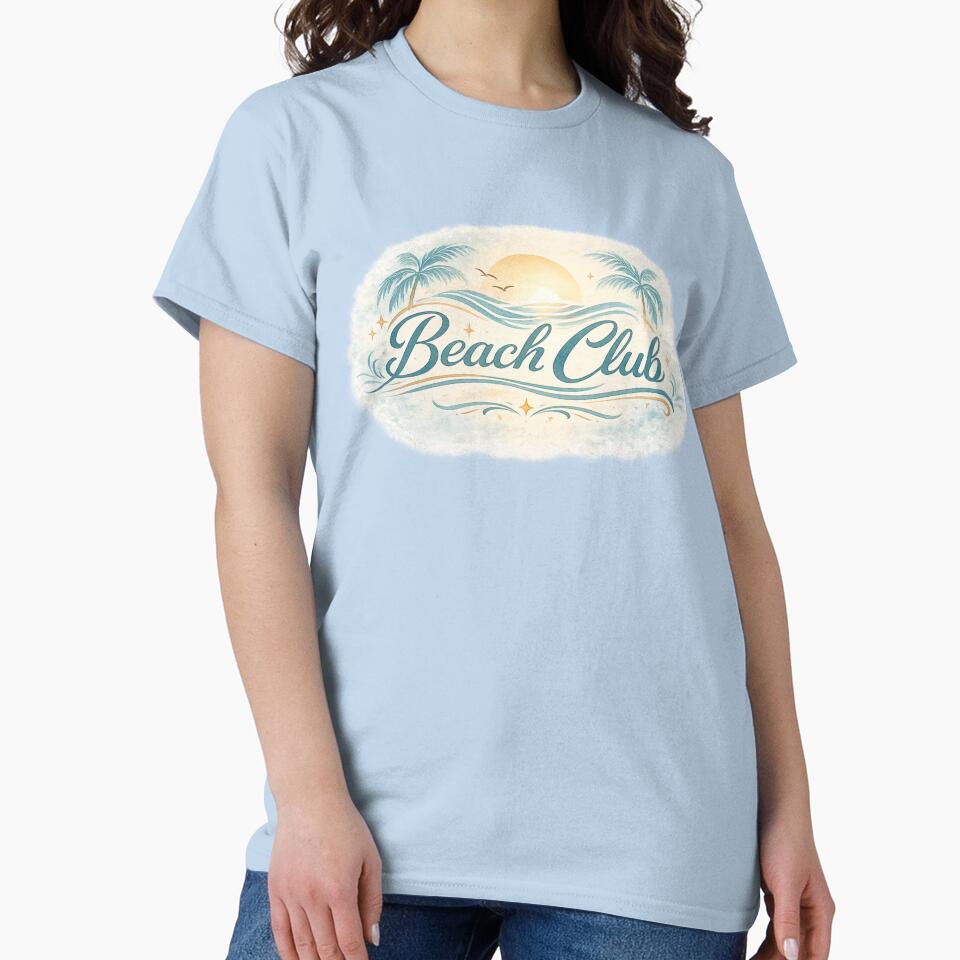 Beach Club Retro Sunset Aesthetic with Palm Trees – Summer Vacation Vibes by MartBook