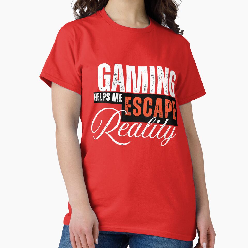 Gaming Helps Me Escape Reality Gamer Apparel by ArtzyAyb Unisex , , , Long Sleeve Tee
