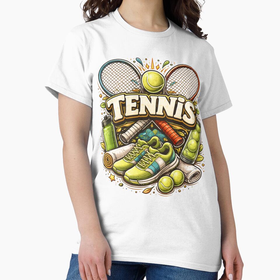 Retro Tennis Essentials Colorful Sports Graphic by axiksa10