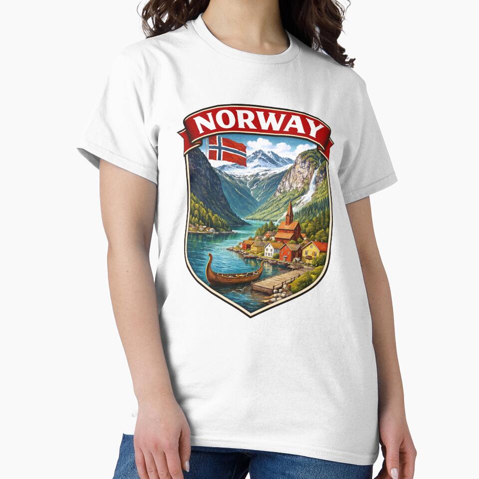 Norway - Fjords and Mountains by Myra365Art Unisex , , , Long Sleeve Tee