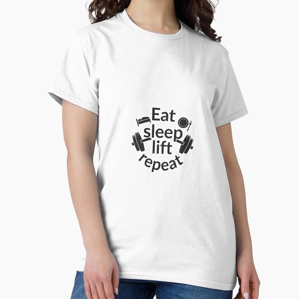 Eat Sleep Lift Repeat Gym Sticker Fitness Routine Workout Lifestyle by ArmoniaJustin Unisex , , , Long Sleeve Tee