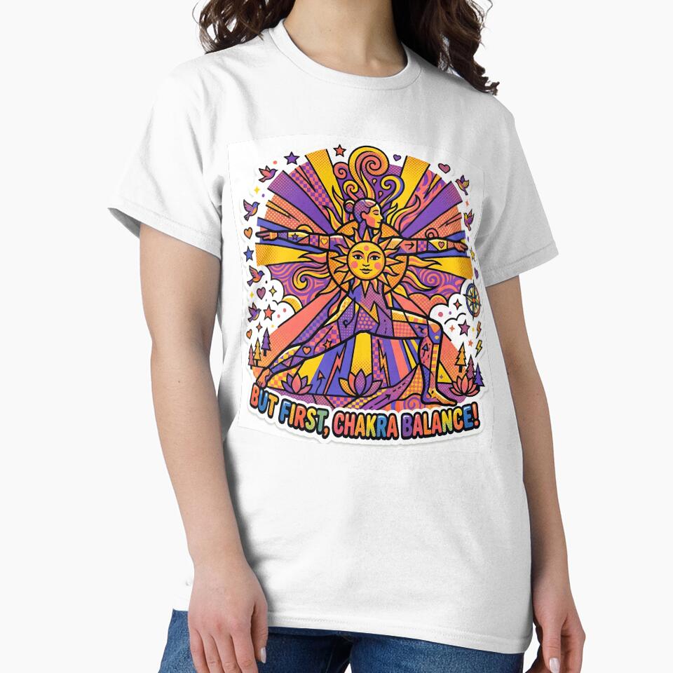 Yoga Pose Pop Art Bold Colorful Wellness Sticker by Poppy Volt Unisex , , , Long Sleeve Tee