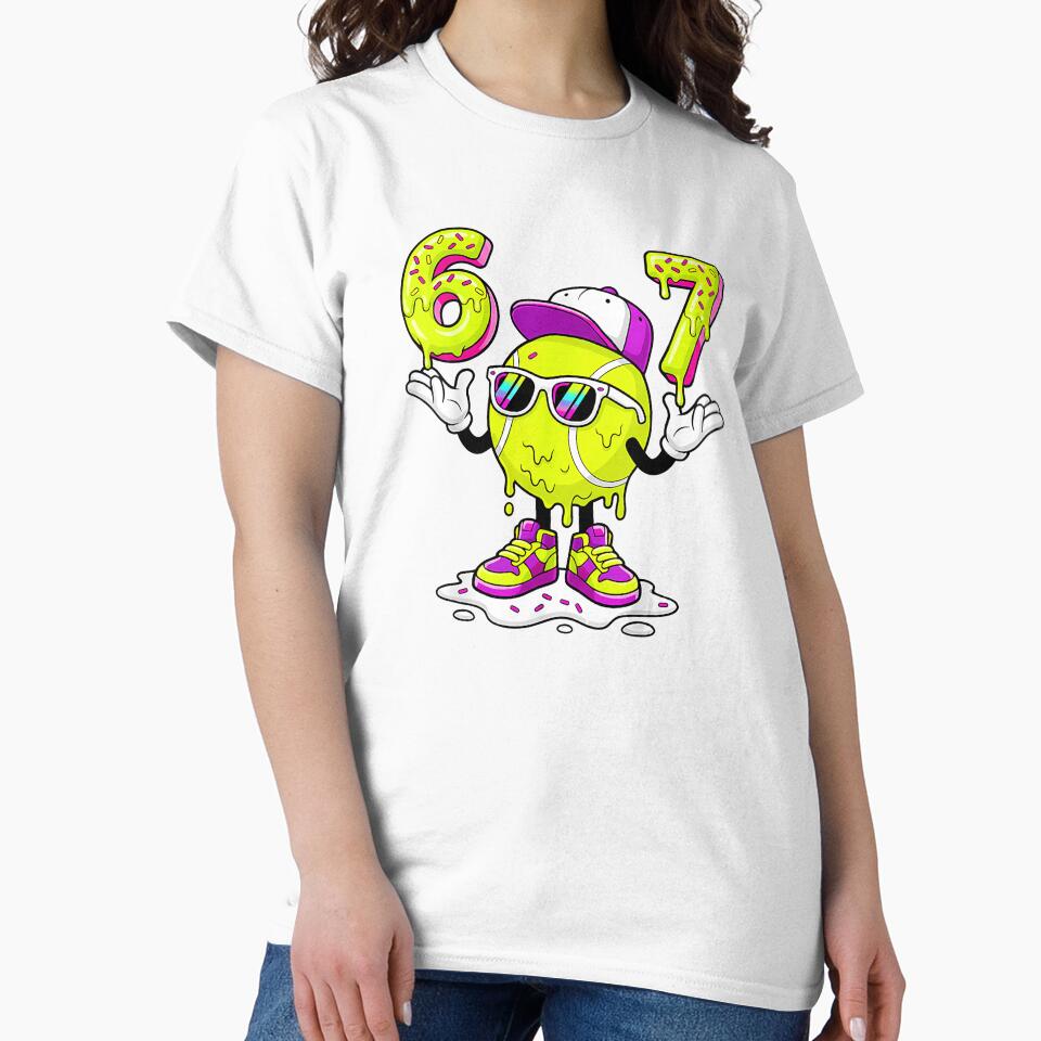 6 7 Tennis Ice Cream Drip Funny Meme Character Retro Style by WayTBeenkenArt