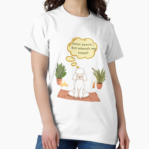 "Yoga Dog Wisdom – Funny Poodle Finding Inner Peace (and Treats) meditation" by VibranPalette