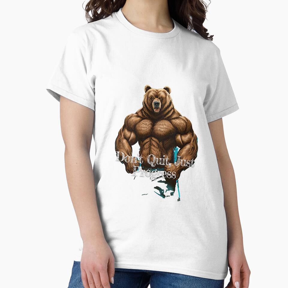 Don't Quit, Just Progress Bodybuilding Fitness Gym Workout Exercise Merch Print Design by tengamerx