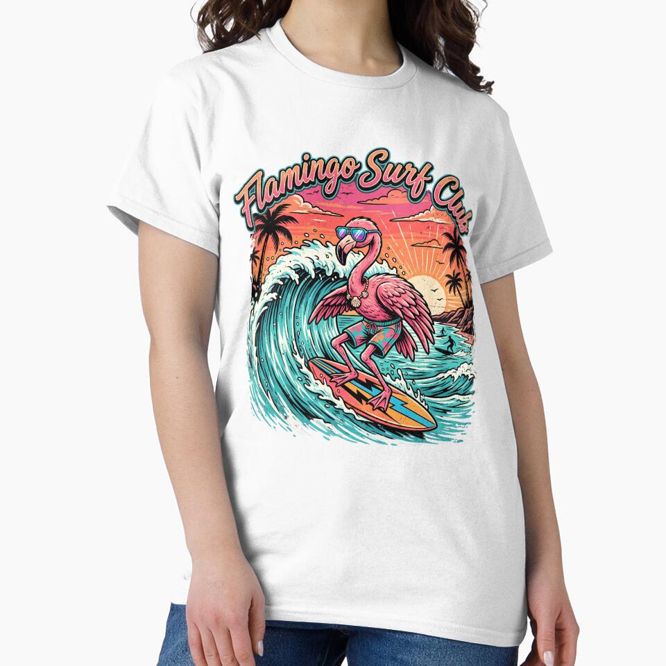 Flamingo Surf Club Vintage Tropical Wave Rider by ArtTodayShop