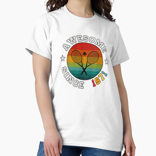 Awesome Since 1971 Tennis Vintage Retro Birthday by WayTBeenkenArt