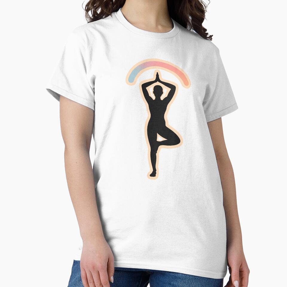 Soft Strength Yoga Tree Pose – Minimalist Pastel Silhouette by TrendMorphic Unisex , , , Long Sleeve Tee