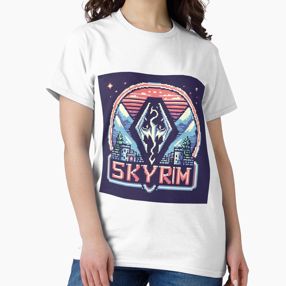 Skyrim Castle Pixel Art by Jake-Carter0 Unisex , , , Long Sleeve Tee