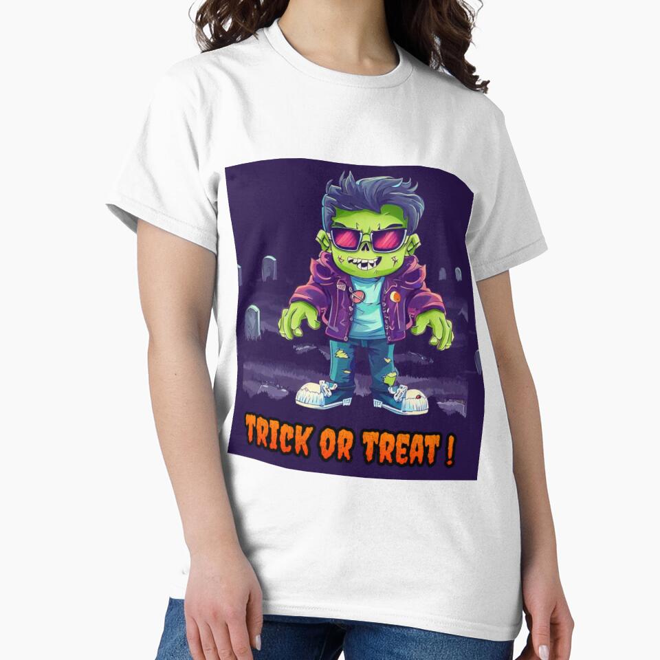 Frankestein Trick Or Treat Shirt - Vintage Monster Design for Halloween Party & Classic Horror Lovers Tee by ONIX23