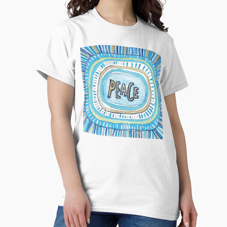 Peace -  meditative doodle in blue and gold by CSheehanArt
