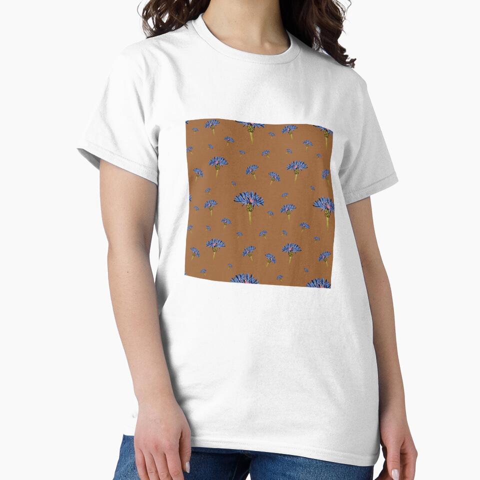 Flower blue violet pattern hand drawn watercolor brown by Yana Mustafina | Boho Soulful Designs