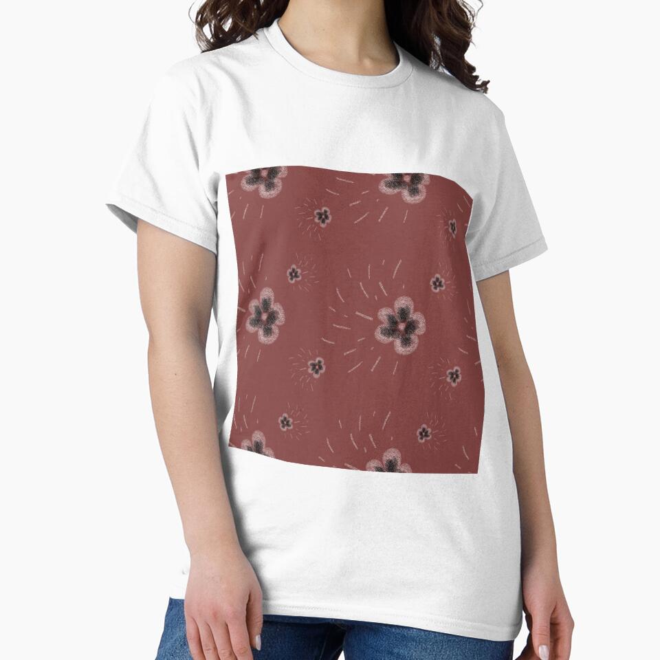 Flower flora stroke sketch pastel red pattern by Yana Mustafina | Boho Soulful Designs Unisex , , , Long Sleeve Tee