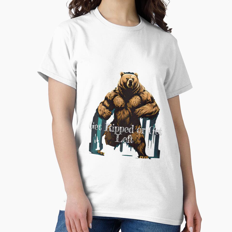 Get Ripped or Get Left Bodybuilding Fitness Gym Workout Exercise Merch Print Design by tengamerx