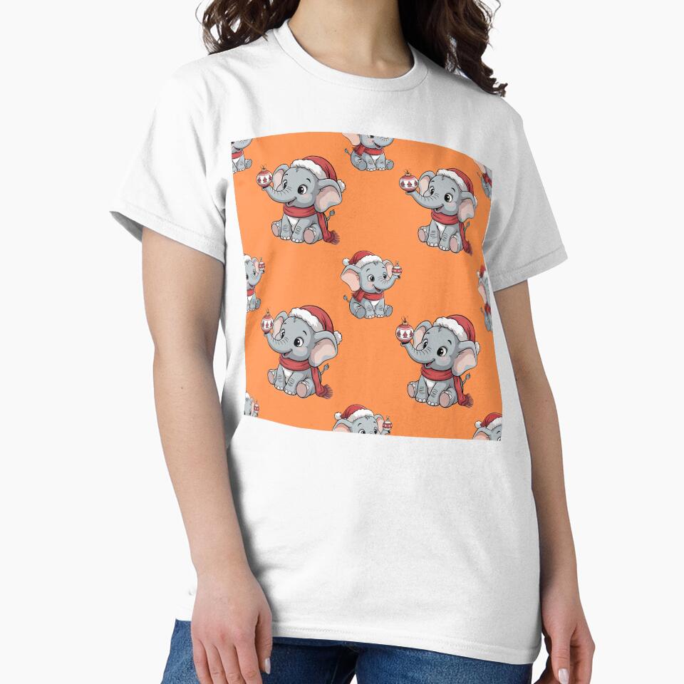 Festive Baby Elephant in Santa Hat Pattern by Grang Art Artistic Designs
